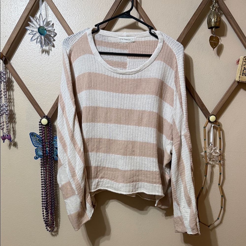 Together Beige and White Knit Top